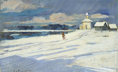 Paesaggio invernale con una piccola chiesa da Konstantin Alekseevich Korovin